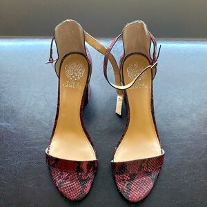 Vince Camuto BEAH Snake Embossed Leather Block Heel Sandal - Size 10